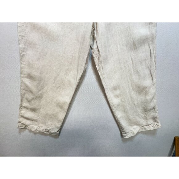 Crossroads Women's Linen Capri Pants Drawstring Size 20W Beige Stretch Casual - Picture 7 of 13